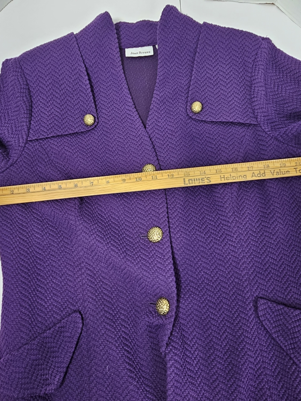 JOAN RIVERS Purple Textured Button-Front Jacket - Picture 3 of 14